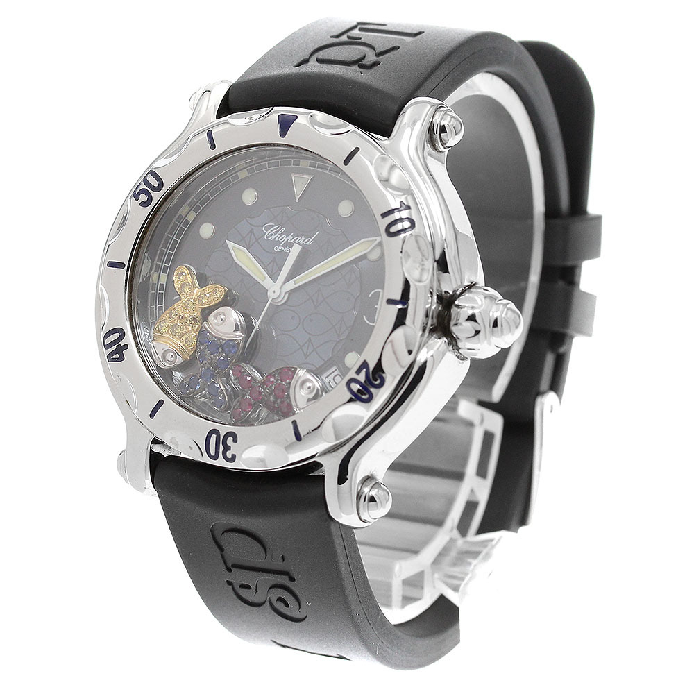 訳あり ショパール Chopard 28/8347/8-402 ハッピースポーツ ハッピーフィッシュ デイト クォーツ メンズ 箱付き_905576_画像3