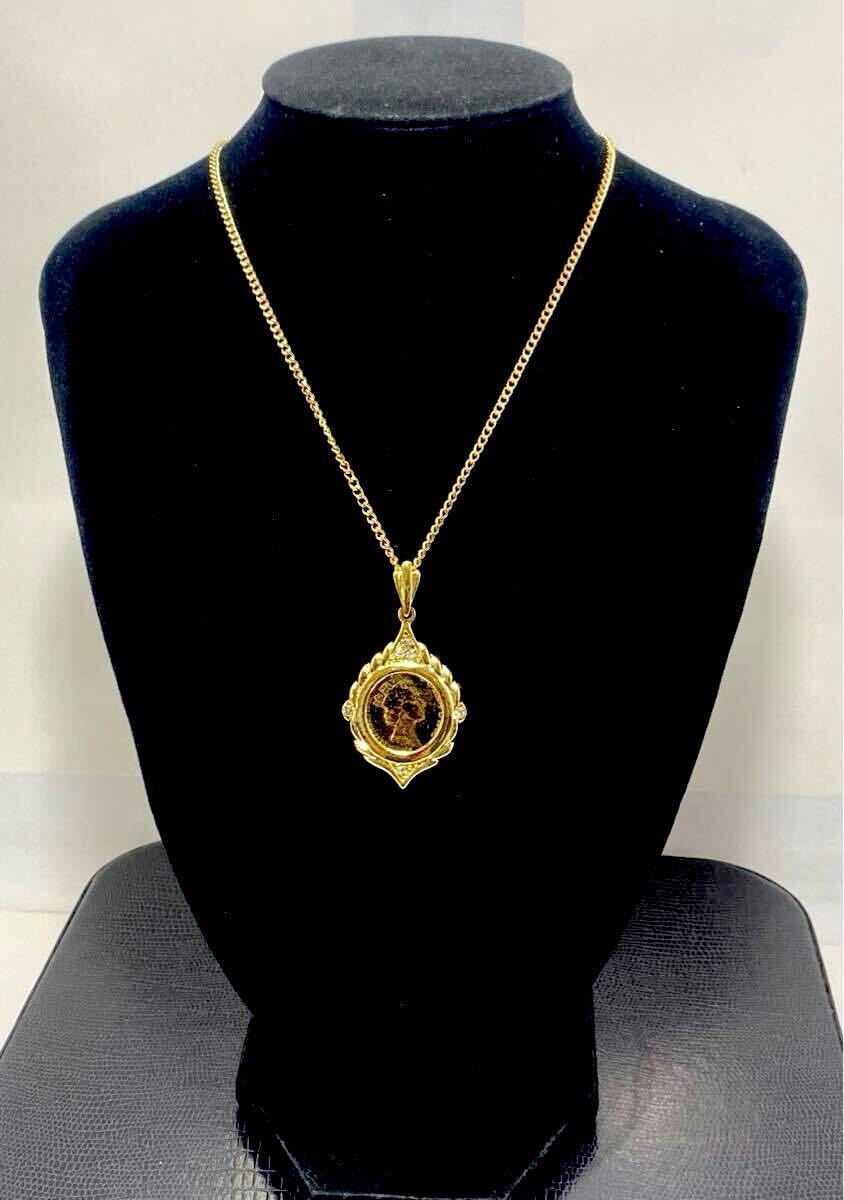 E-2 倉庫在庫処分！ エリザベスコイン ペンダント ネックレス レプリカ 新品未使用品_画像1
