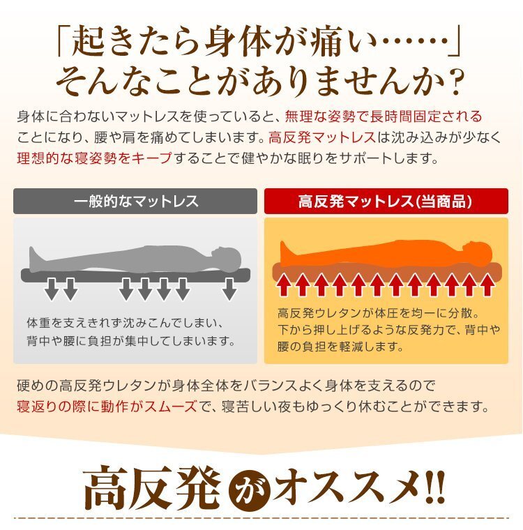 【數(shù)量限定セール】高反発 マットレス セミダブル 厚さ10cm 硬さ210N 3つ折り 折りたたみ マットレスベッド ベッド マット 布団 ベージュ