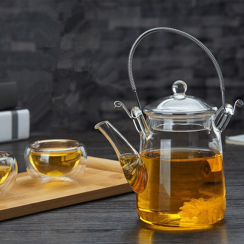 耐熱ガラス 400ml ティーポット 茶こし付き 手作り 紅茶ポット フルーツティー 花茶 工芸茶 急須 健康茶器【直火可】_画像1