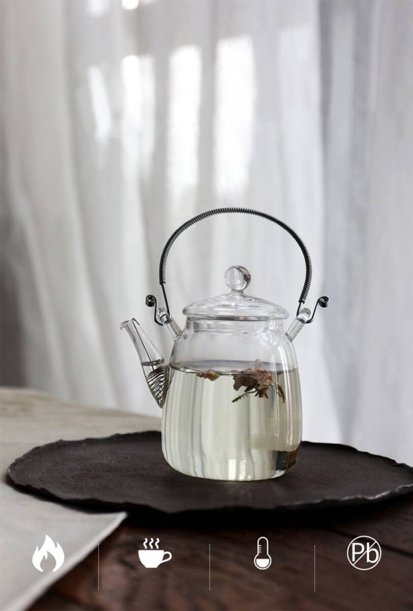 耐熱ガラス 400ml ティーポット 茶こし付き 手作り 紅茶ポット フルーツティー 花茶 工芸茶 急須 健康茶器【直火可】_画像7