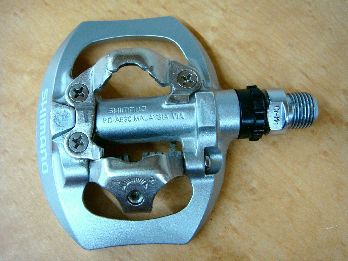A501S SHIMANO シマノ PD-A530 シルバー 片面SPD ビンディングペダル / 反面 フラットペダル (約)383g サイクリング/ポタリングに_画像8