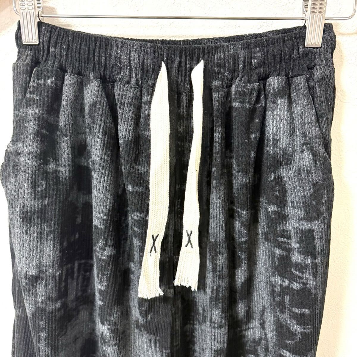 リブワイドパンツ メンズ イージーパンツ カジュアルパンツ ボトムス おしゃれ ブラック 2XL_画像8