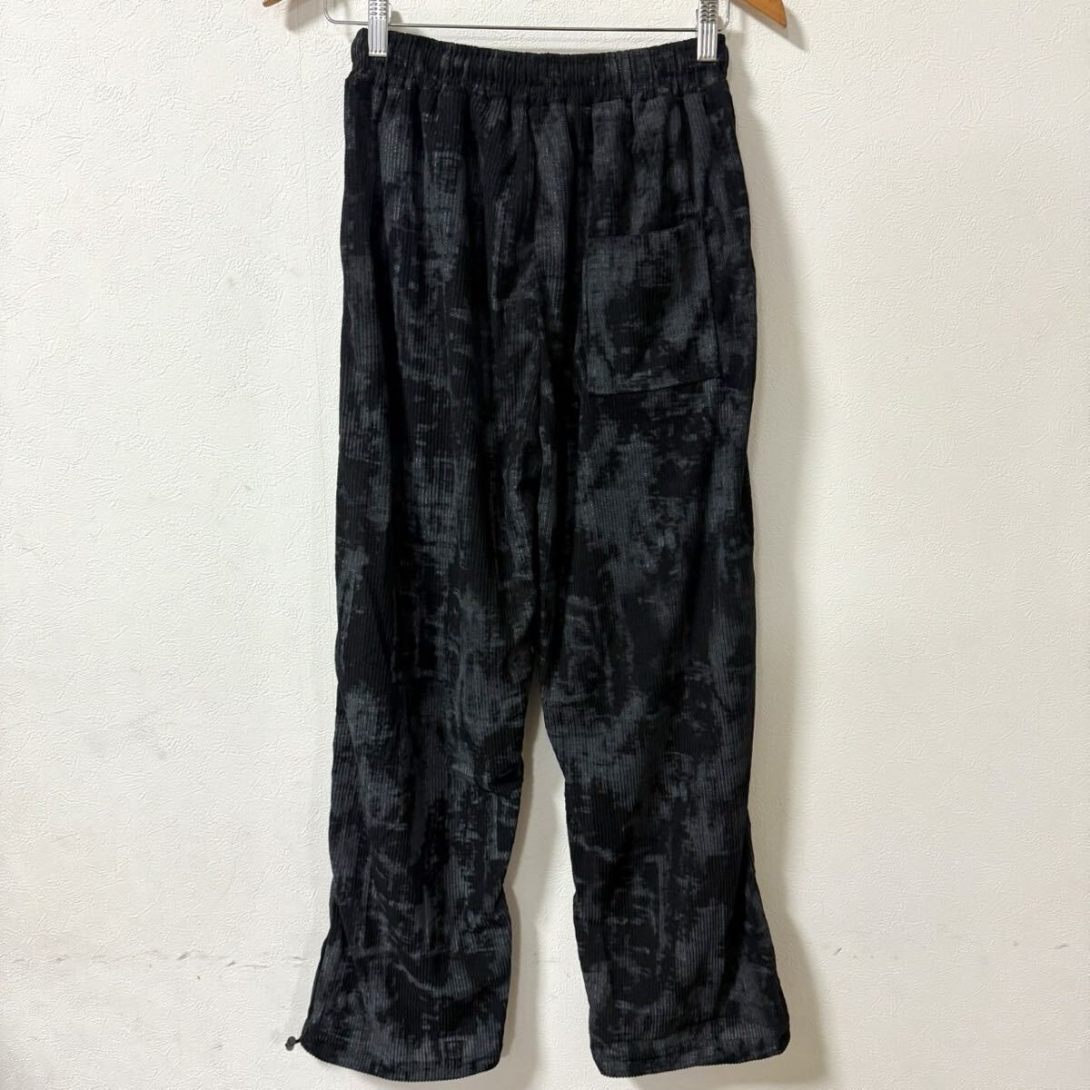 リブワイドパンツ メンズ イージーパンツ カジュアルパンツ ボトムス おしゃれ ブラック 2XL_画像9