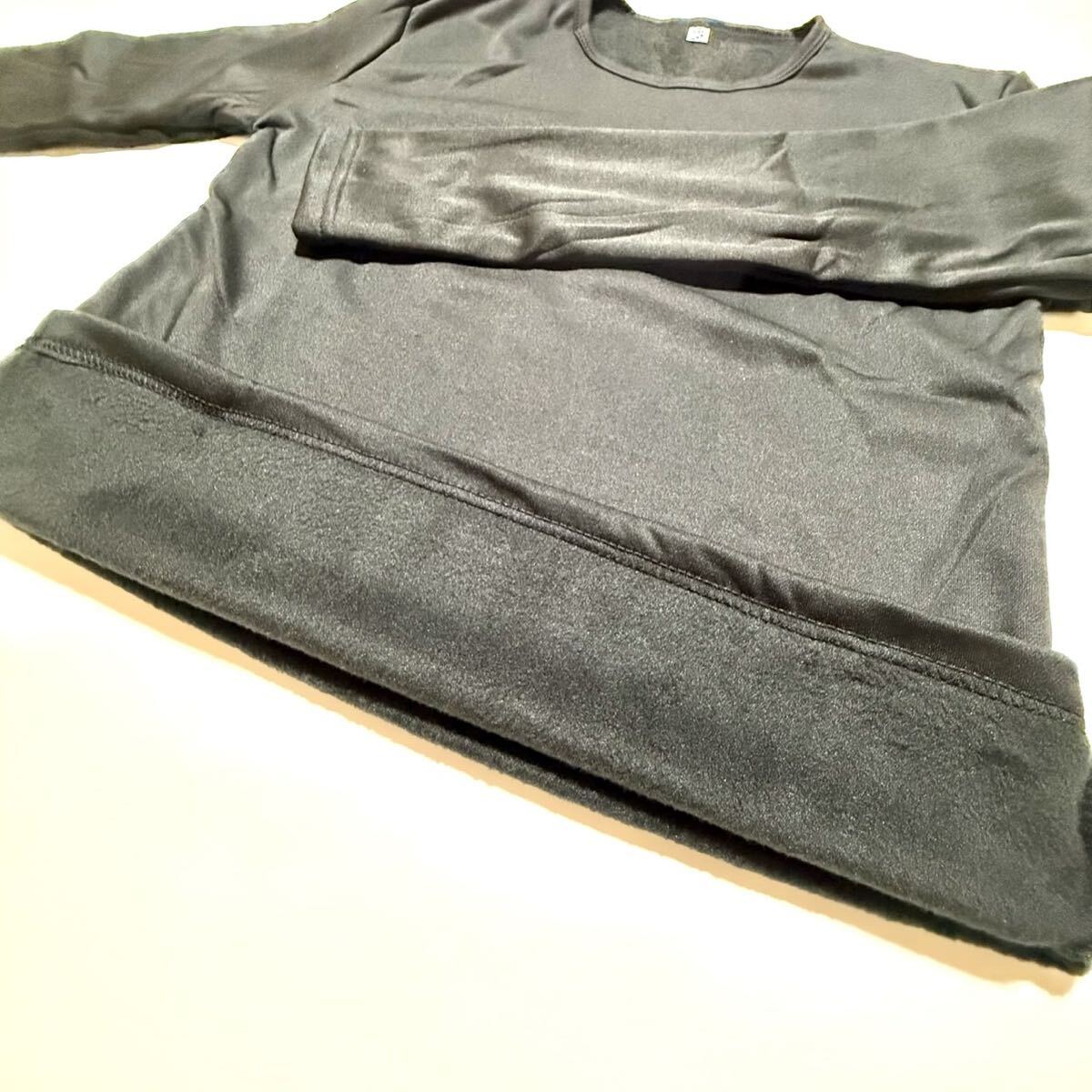 裏起毛 防寒 レディース インナー 極暖 tシャツ 暖かい トップス 長袖 オフィス あったかインナー 肌着 ブラック M_画像9
