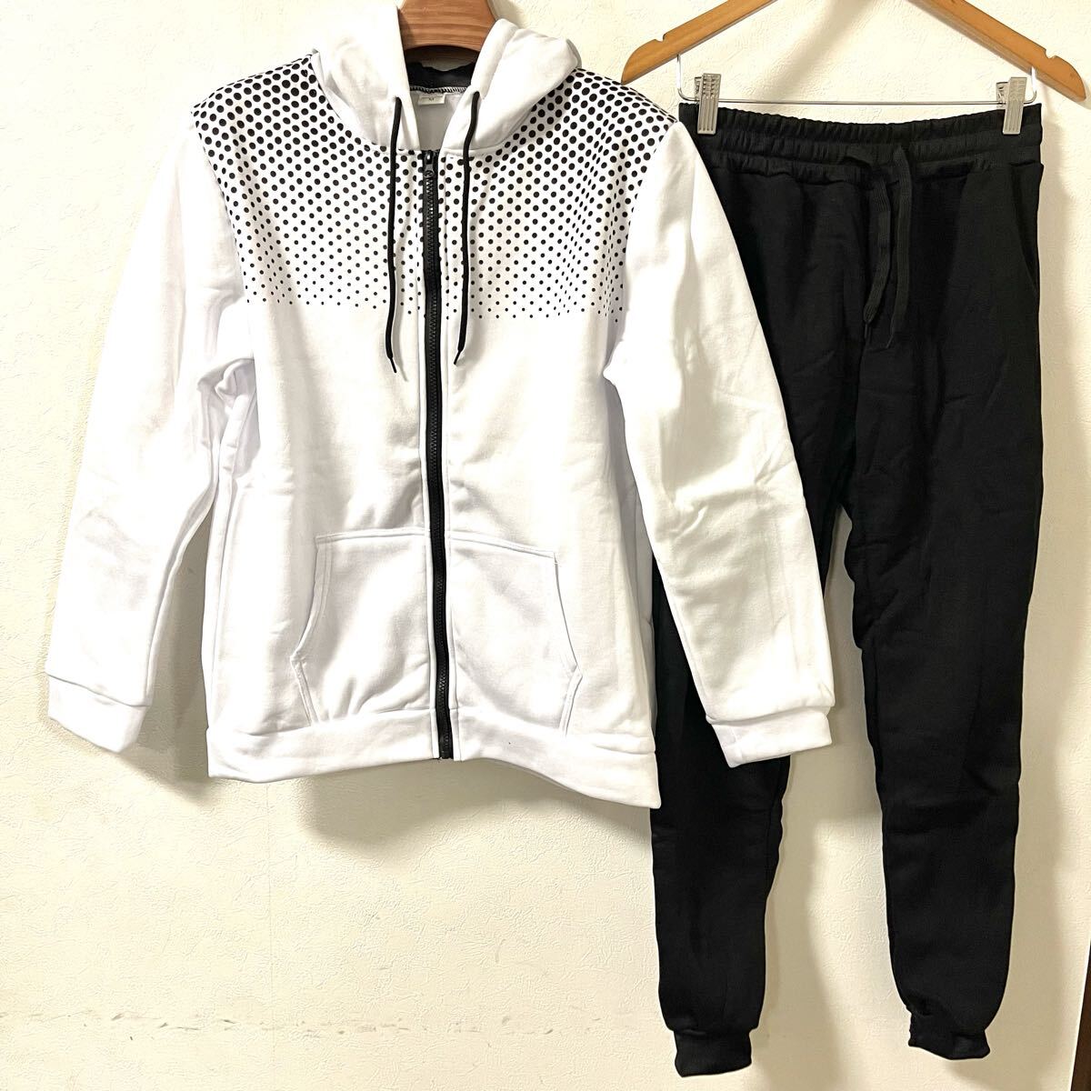 ジャージ上下 スウェット上下 長袖 暖かい 裏起毛 スポーツウェア カジュアル ホワイト L_画像7