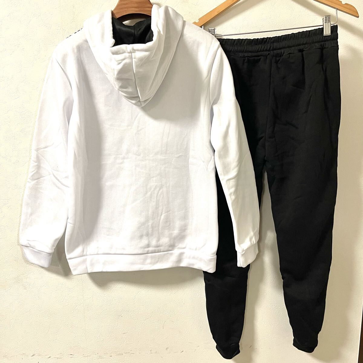 ジャージ上下 スウェット上下 長袖 暖かい 裏起毛 スポーツウェア カジュアル ホワイト L_画像8