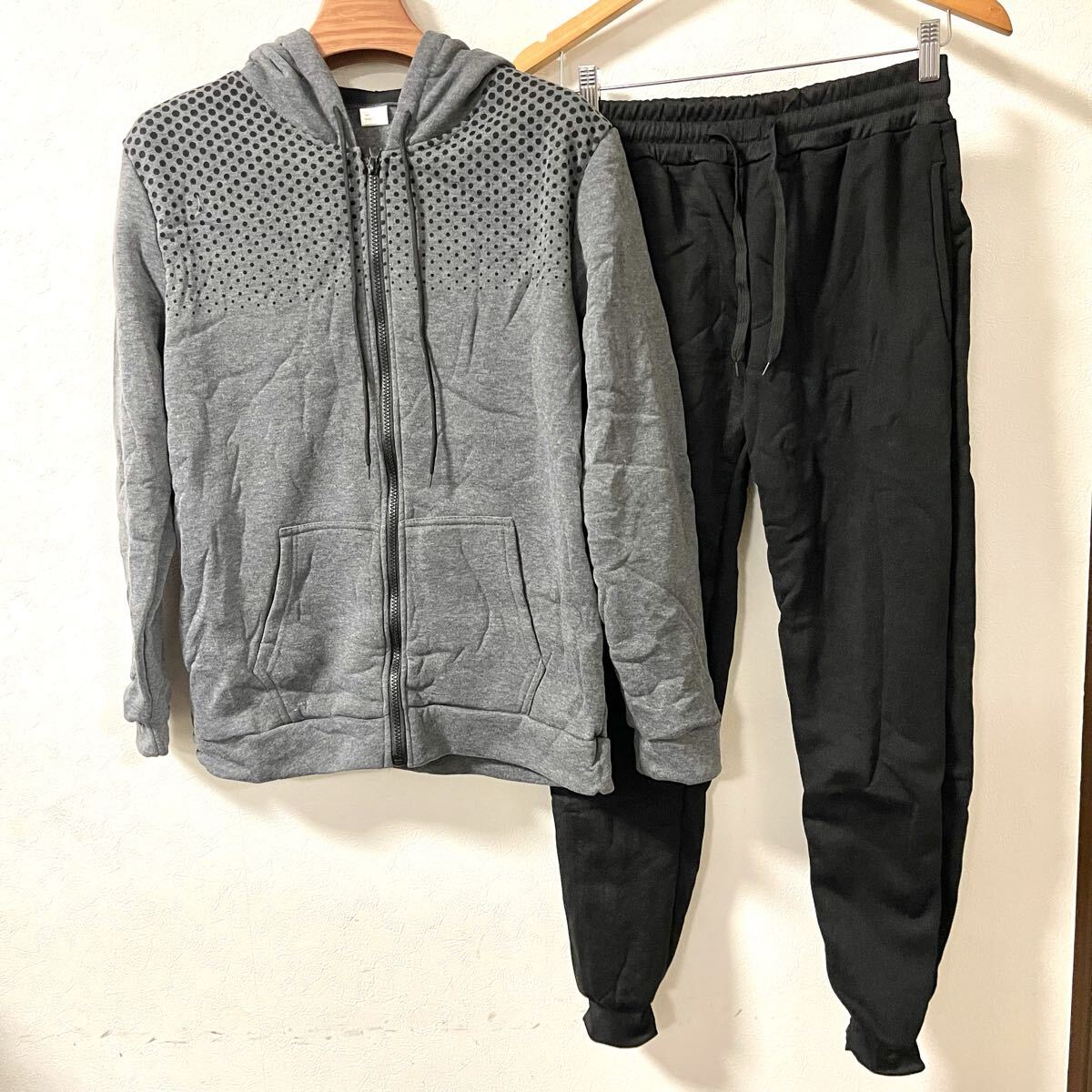 ジャージ上下 スウェット上下 長袖 暖かい 裏起毛 スポーツウェア カジュアル グレー XL_画像7