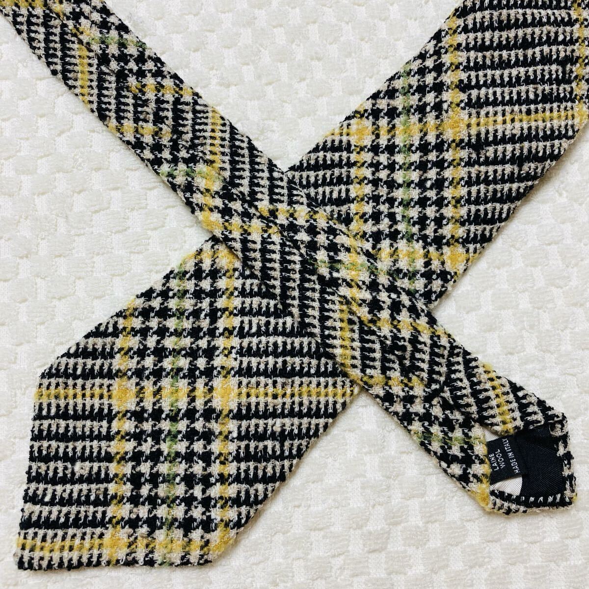 ■美品■希少■VALENTINO ヴァレンティノ　ネクタイ　グレンチェック　総柄　ウール100% イタリア製　ブラック×ベージュ等_画像5