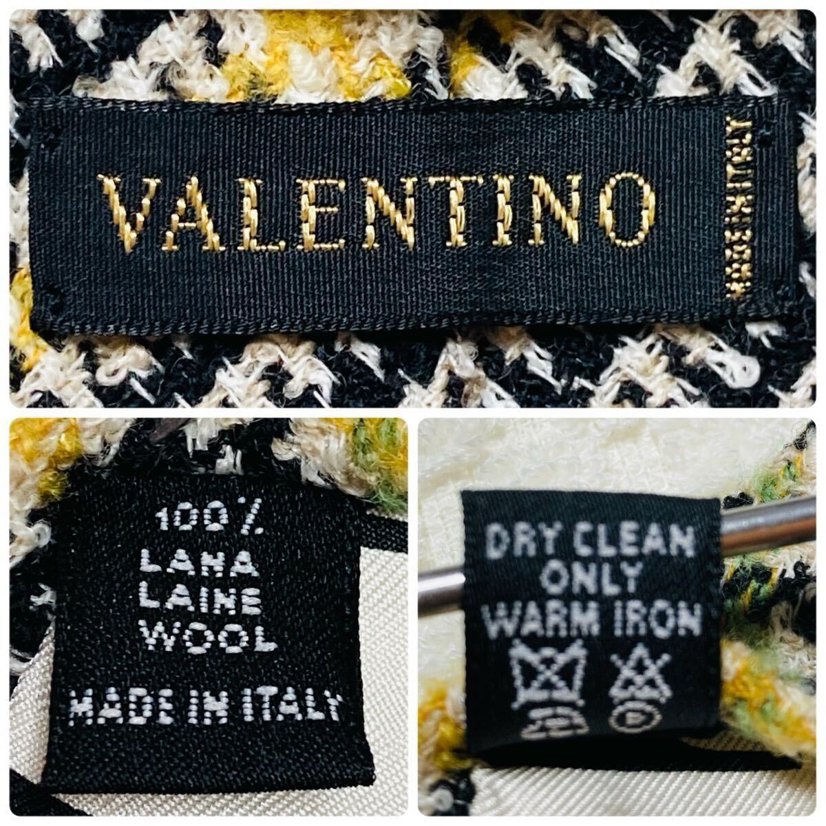 ■美品■希少■VALENTINO ヴァレンティノ　ネクタイ　グレンチェック　総柄　ウール100% イタリア製　ブラック×ベージュ等_画像9