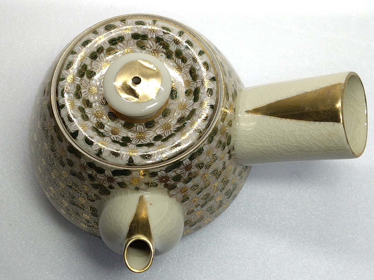 A2388　在銘　レトロ　九谷焼　急須　湯呑み　4客セット　煎茶道具　茶器　和食器_画像9