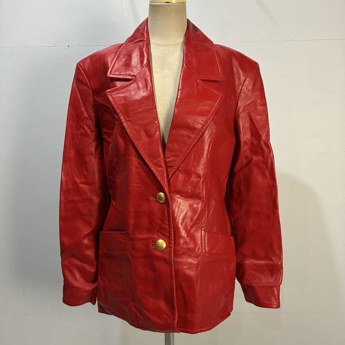 North Beach レザージャケット テーラードジャケット 本革 リアルレザー 赤色 2Bジャケット ブルゾン アウター 希少【送料一律/同梱可能】W_画像1