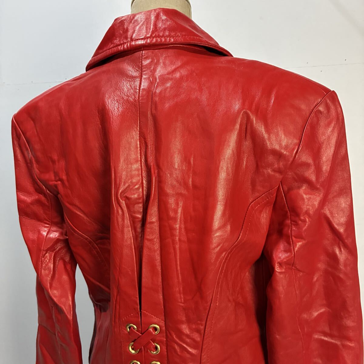 North Beach レザージャケット テーラードジャケット 本革 リアルレザー 赤色 2Bジャケット ブルゾン アウター 希少【送料一律/同梱可能】W_画像5