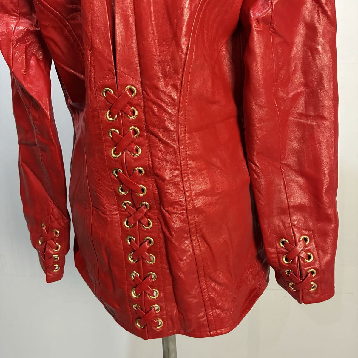 North Beach レザージャケット テーラードジャケット 本革 リアルレザー 赤色 2Bジャケット ブルゾン アウター 希少【送料一律/同梱可能】W_画像6