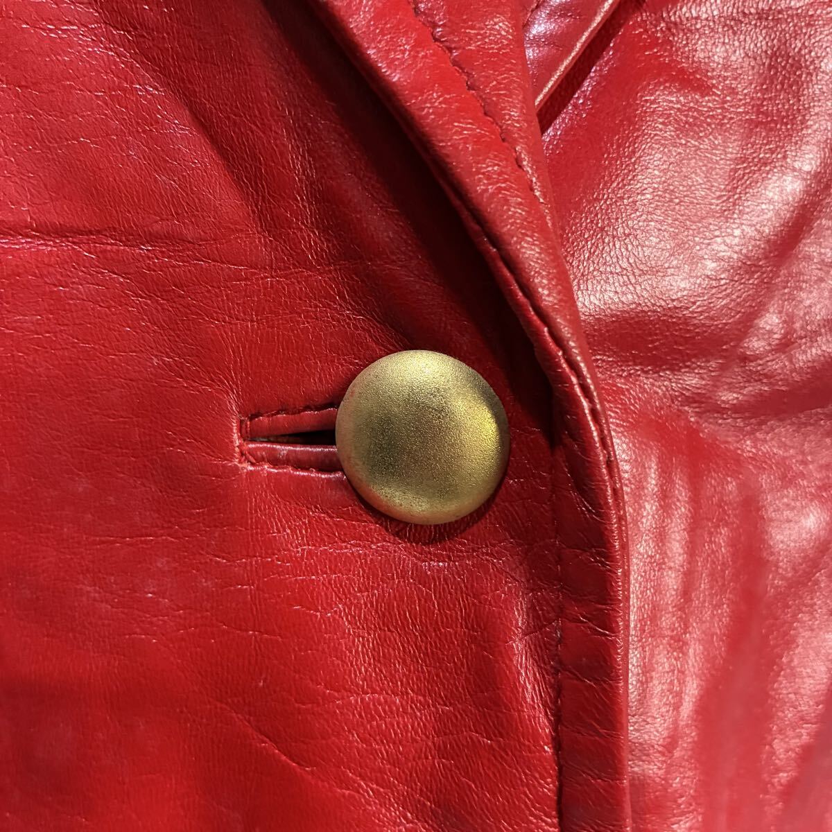 North Beach レザージャケット テーラードジャケット 本革 リアルレザー 赤色 2Bジャケット ブルゾン アウター 希少【送料一律/同梱可能】W_画像7