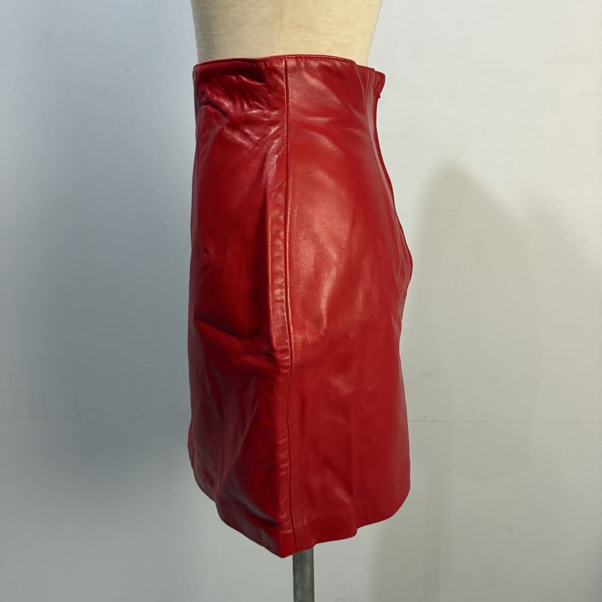 NORTH BEACH LEATHER USA製 アメリカ製 レザースカート 本革 リアルレザースカート ミニスカート 赤色 上質 希少【送料一律/同梱可能】W_画像4
