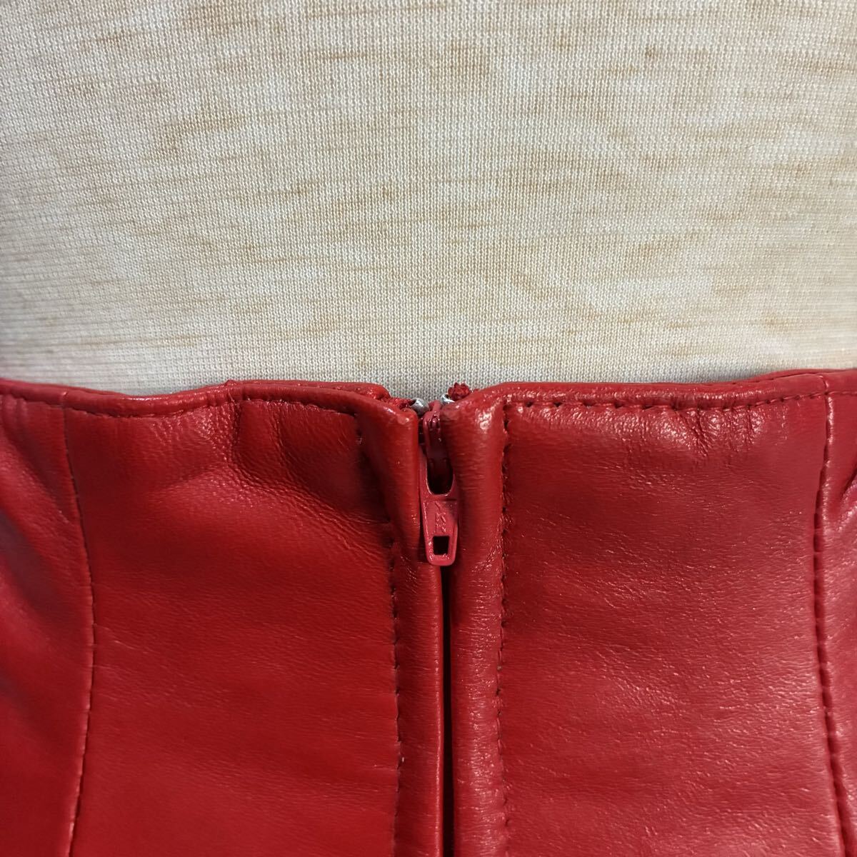 NORTH BEACH LEATHER USA製 アメリカ製 レザースカート 本革 リアルレザースカート ミニスカート 赤色 上質 希少【送料一律/同梱可能】W_画像8