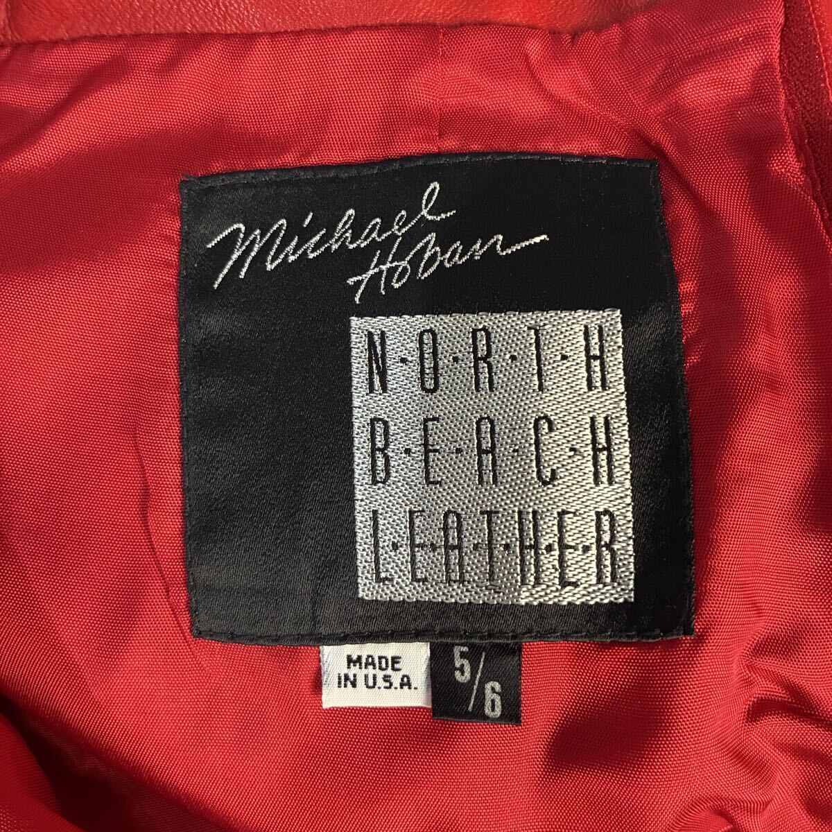 NORTH BEACH LEATHER USA製 アメリカ製 レザースカート 本革 リアルレザースカート ミニスカート 赤色 上質 希少【送料一律/同梱可能】W_画像9