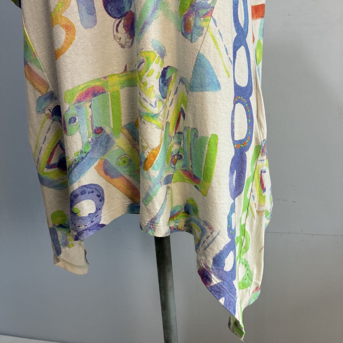 cube sensounico センソユニコ デザインカットソー 総柄Tシャツ 半袖カットソー ハイネック チュニック 希少【レターパックライト郵送可】W_画像3