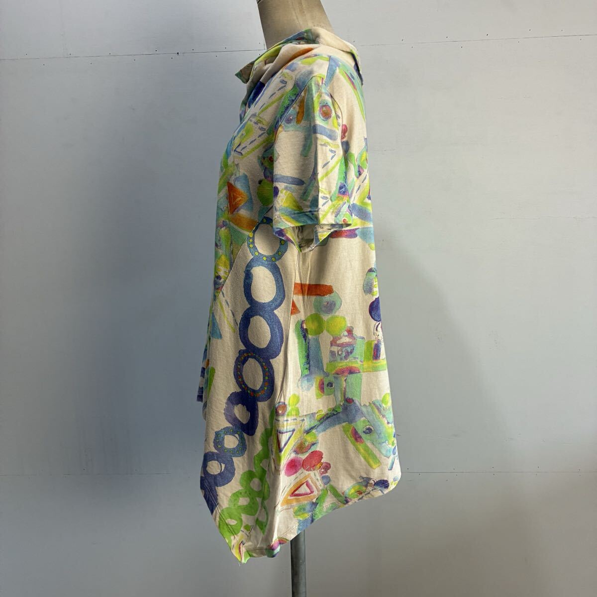 cube sensounico センソユニコ デザインカットソー 総柄Tシャツ 半袖カットソー ハイネック チュニック 希少【レターパックライト郵送可】W_画像4