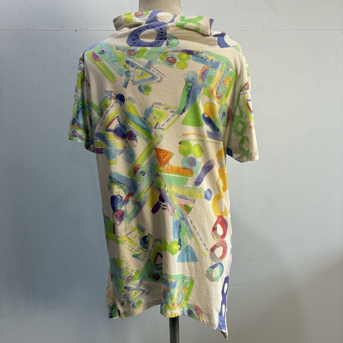 cube sensounico センソユニコ デザインカットソー 総柄Tシャツ 半袖カットソー ハイネック チュニック 希少【レターパックライト郵送可】W_画像5