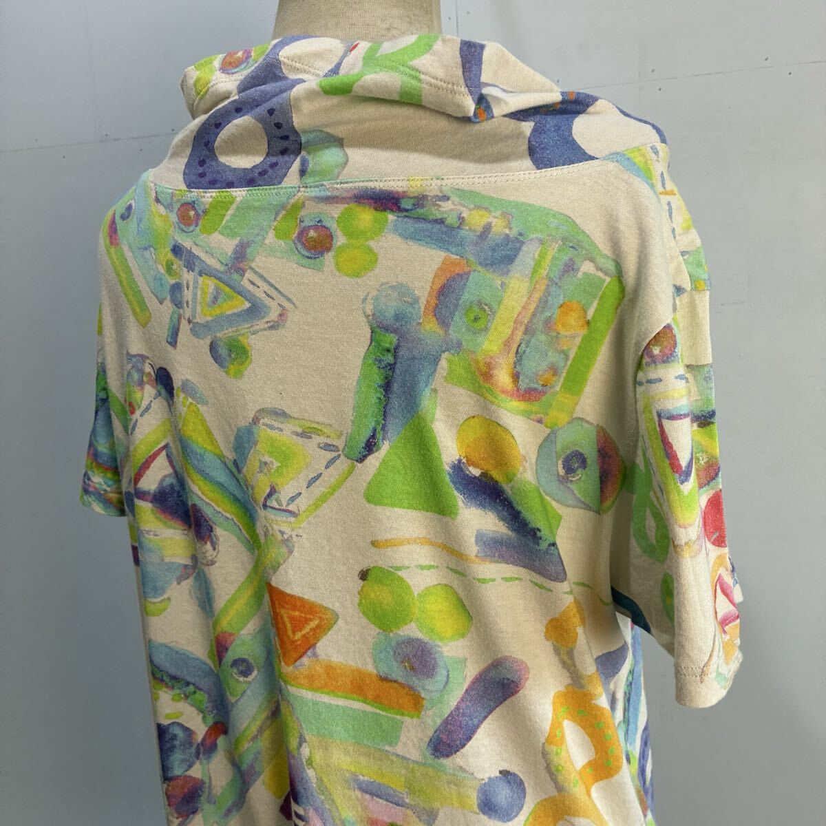 cube sensounico センソユニコ デザインカットソー 総柄Tシャツ 半袖カットソー ハイネック チュニック 希少【レターパックライト郵送可】W_画像6