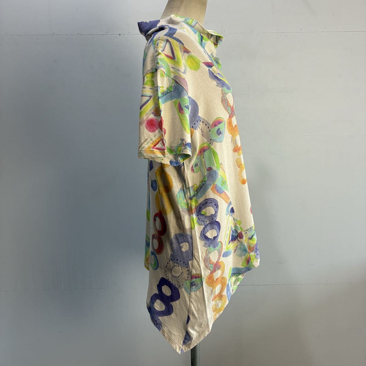 cube sensounico センソユニコ デザインカットソー 総柄Tシャツ 半袖カットソー ハイネック チュニック 希少【レターパックライト郵送可】W_画像8