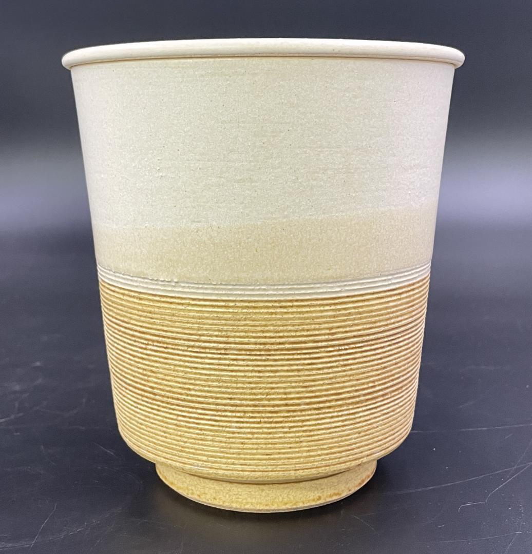 美品　京焼 小川文斎 櫛目水指 布目 茶道具 共箱付 骨董品 茶器 水差_画像3