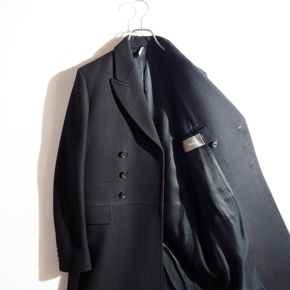 R2043P ▼Dior homme ディオールオム▼ 06AW エディ期 ウールカシミヤ メルトン コート ブラック 48/タイト エディスリマン 秋冬 rb mks_画像5
