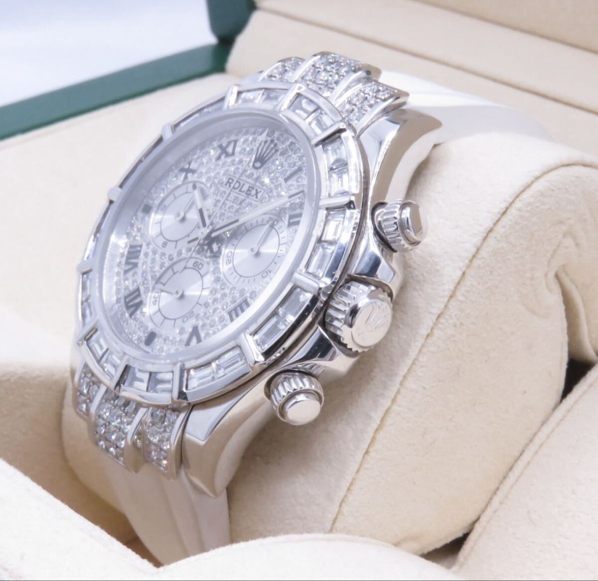 ロレックス　デイトナ　116519 全面アフターダイヤ　バケットダイヤベゼル　WG 箱ギャラ付き　_画像2