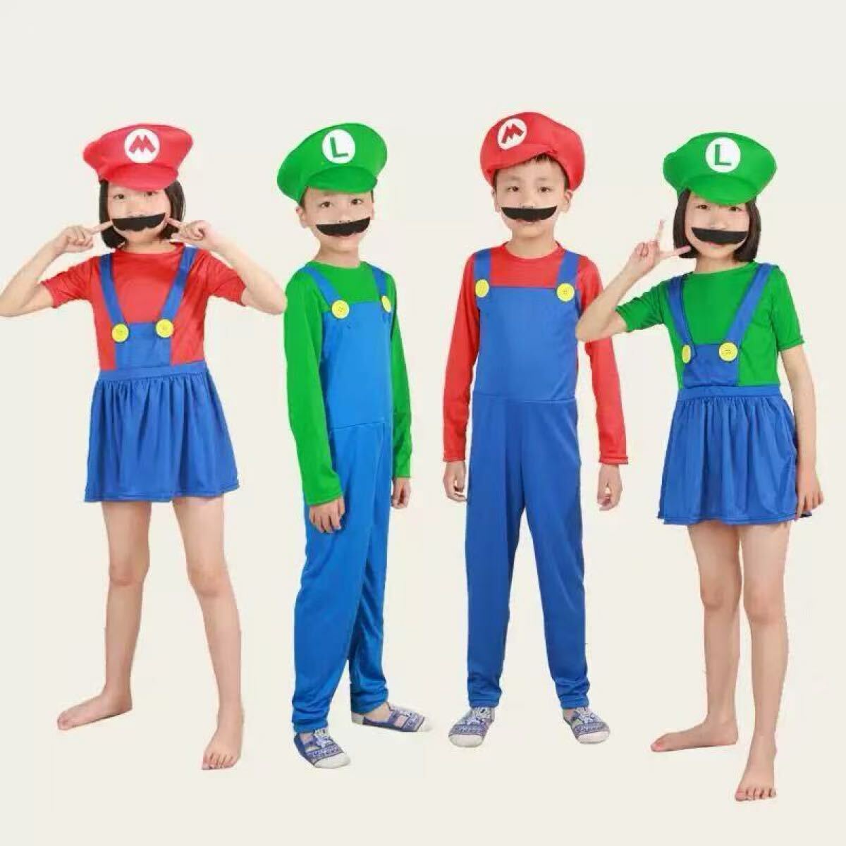 ハロウィン　コスプレ　ルイージ　マリオ風　子供　Lサイズ　パーティー　仮装　コスチューム　緑_画像4