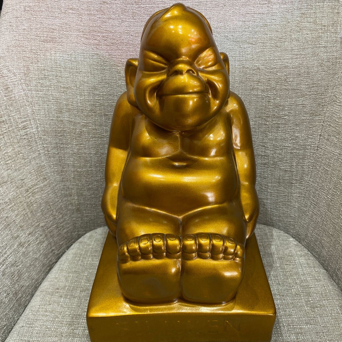 【中古保管品】 ビリケンさん ビリケン 置物 開運 インテリア 縁起物 オブジェ ゴールド BILLIKEN 商売繁盛 幸運_画像1