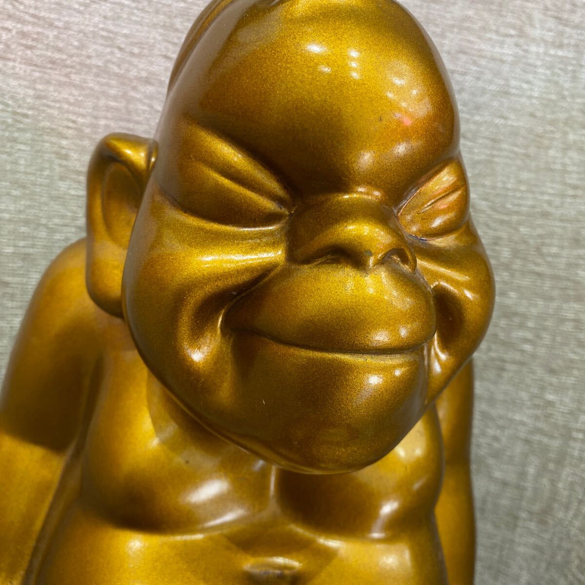 【中古保管品】 ビリケンさん ビリケン 置物 開運 インテリア 縁起物 オブジェ ゴールド BILLIKEN 商売繁盛 幸運_画像3