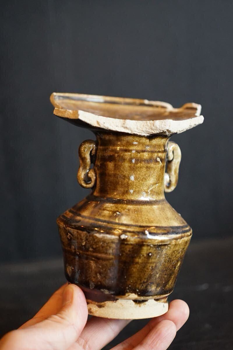 [ departure . специальный выпуск ] серп . времена старый Seto металлический .. ваза для цветов уголок есть departure . товар .. рука 