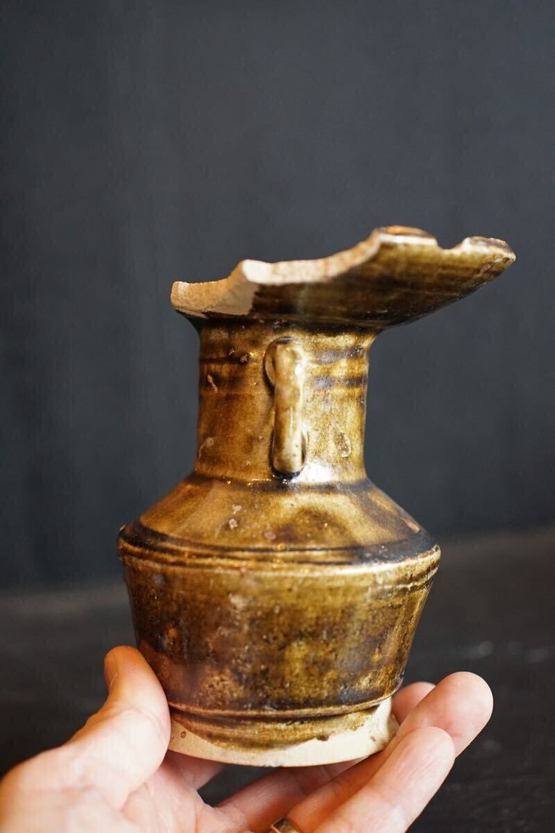 [ departure . специальный выпуск ] серп . времена старый Seto металлический .. ваза для цветов уголок есть departure . товар .. рука 