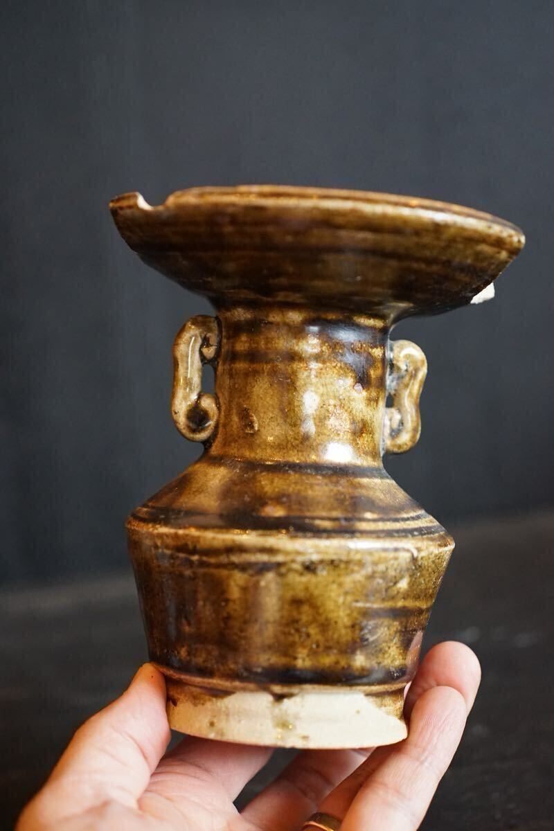 [ departure . специальный выпуск ] серп . времена старый Seto металлический .. ваза для цветов уголок есть departure . товар .. рука 