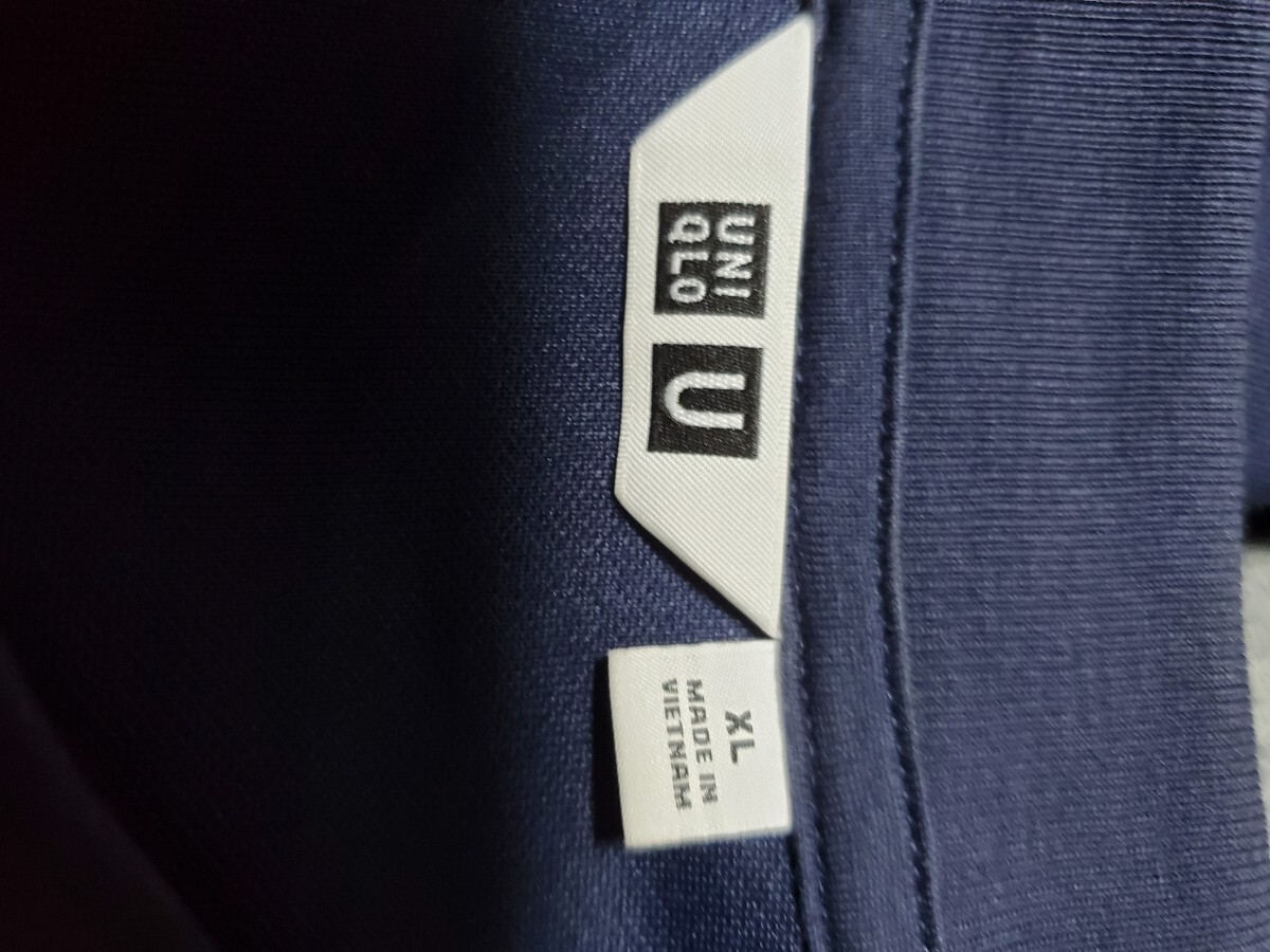 【ユニクロ】シンプルで使いやすいアイテムセットネイビーロングTシャツ XL(エアリズム) + 黒ストレート綿パンツ Lサイズ_画像2