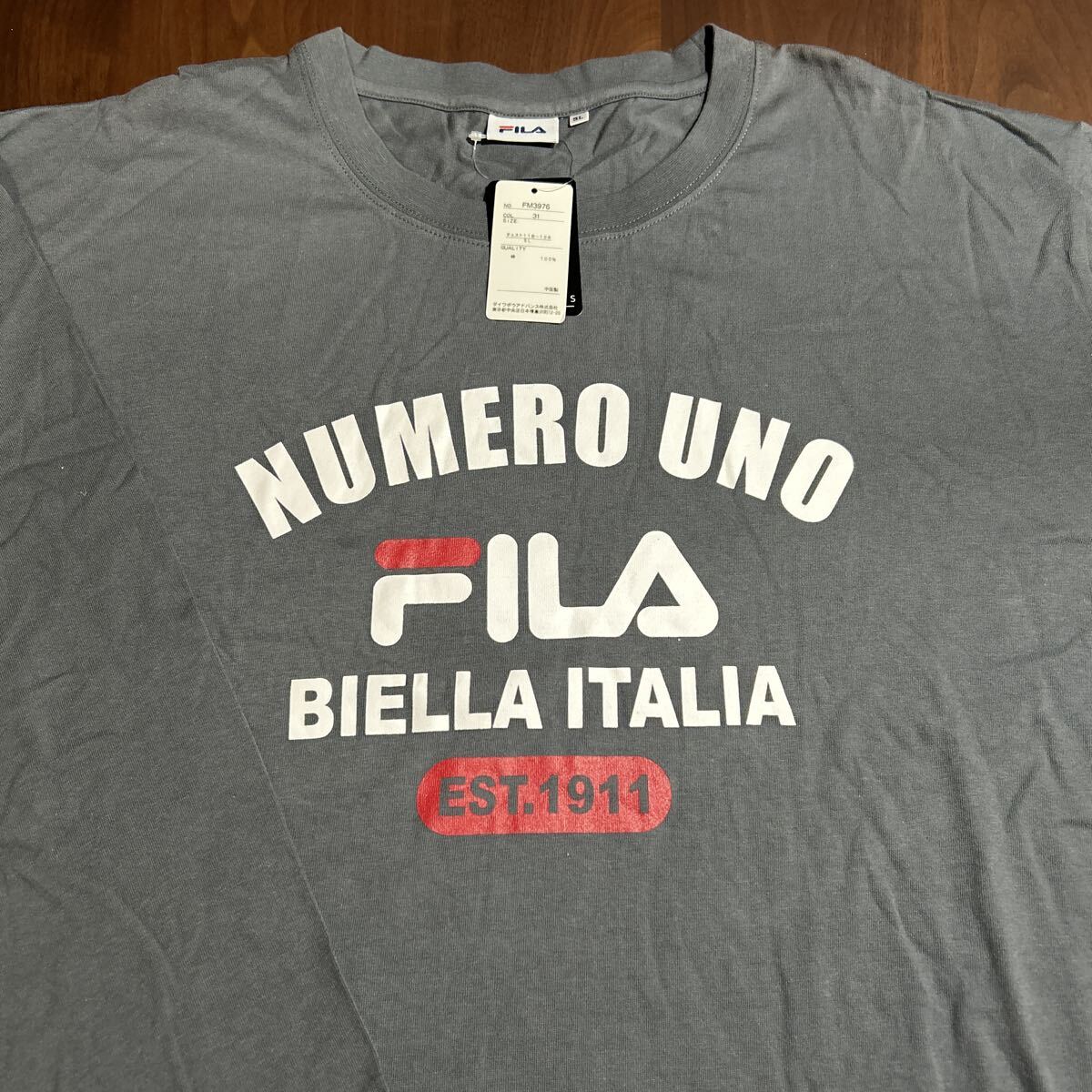 未使用 FILA 大きいサイズ5L 長袖 Tシャツ コットン100% カットソー 送料230円 フィラ グレー_画像2