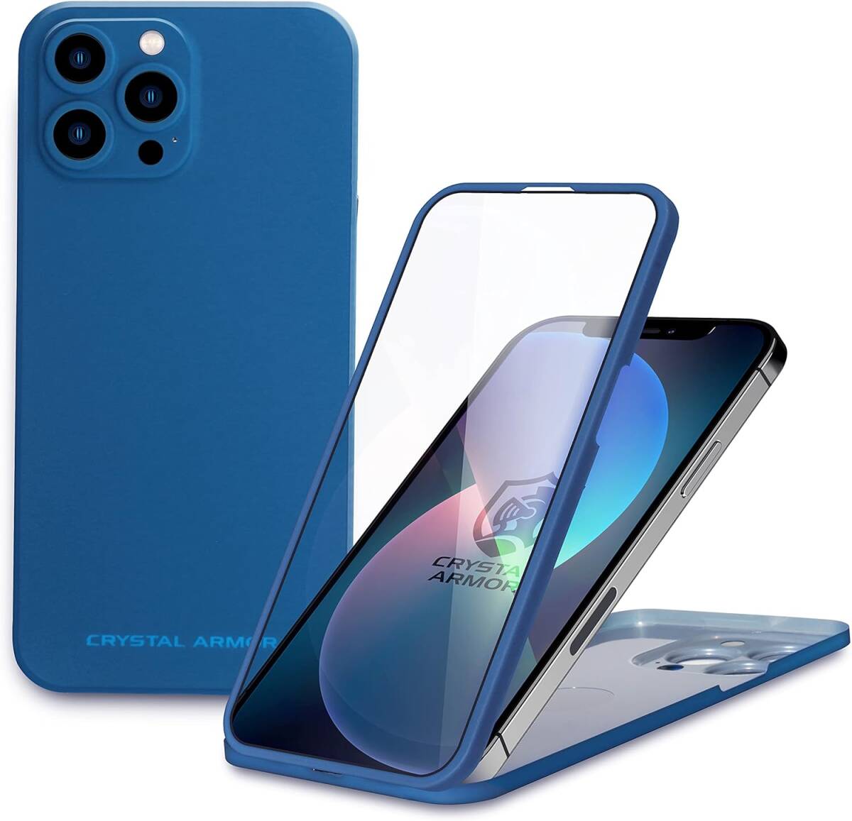 クリスタルアーマー iPhone 13 Pro Max ケース ガラスフィルム 液晶保護 一体型 全面保護 Ultra Light 360 NAVY PEI26-UL-NV アピロ　＠_画像2