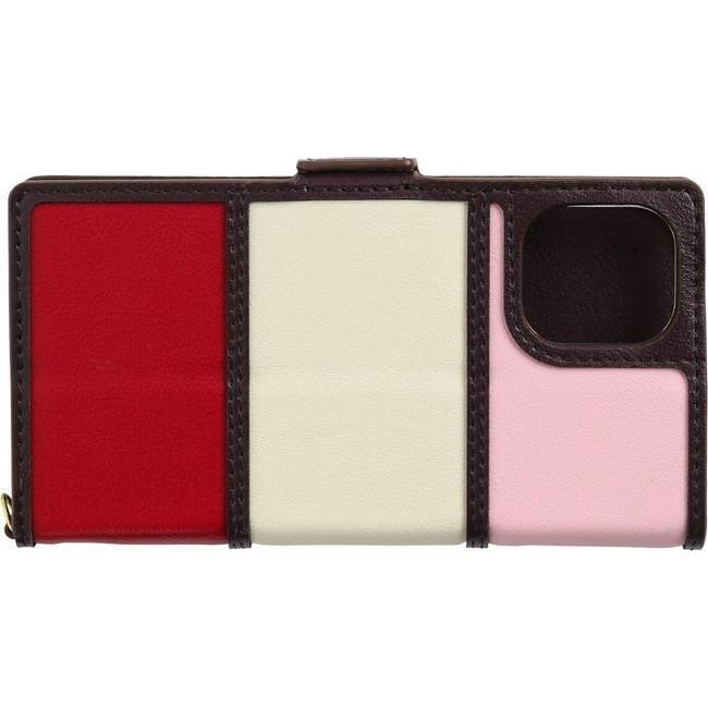 Natural design iPhone12mini блокнот type кейс Layla розовый красный PU кожа с ремешком . подставка функция натуральный дизайн *