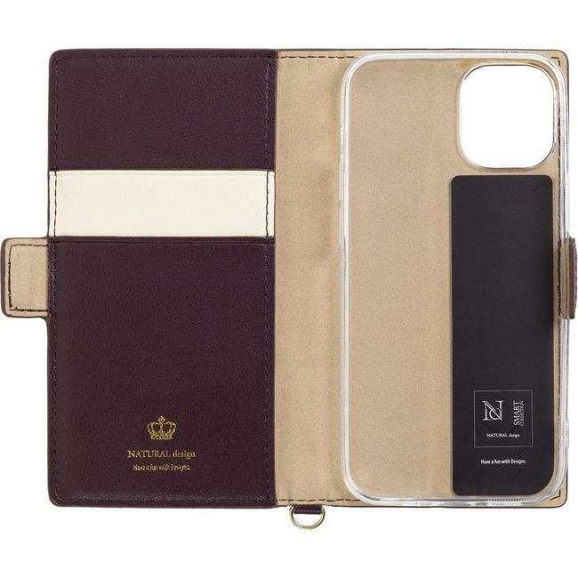 Natural design iPhone12mini блокнот type кейс Layla розовый красный PU кожа с ремешком . подставка функция натуральный дизайн *