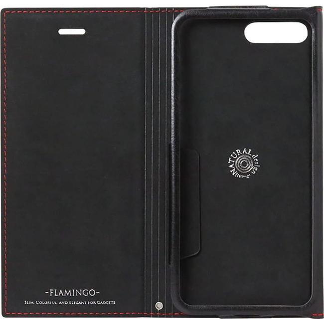 NATURAL design натуральный дизайн iPhone8Plus iPhone7Plus блокнот type кейс FLAMINGO PU кожа с ремешком карбоновый черный