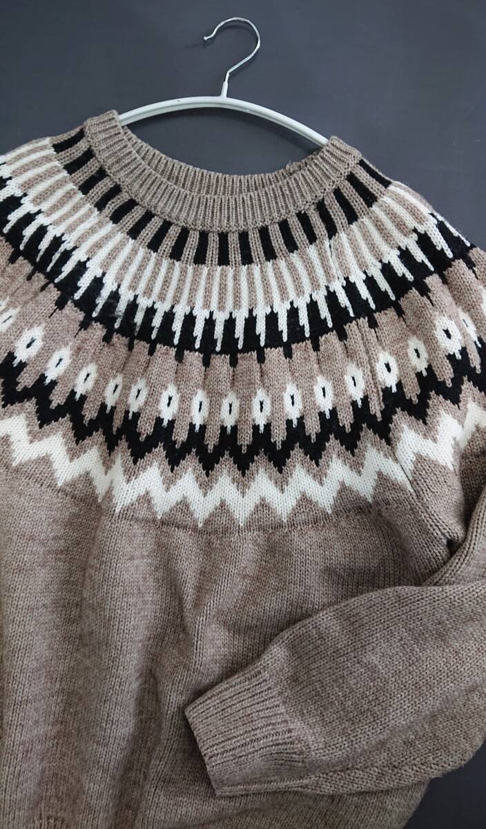 ジーユー GU ローゲージノルディックセーター ブラウンL♪_画像4