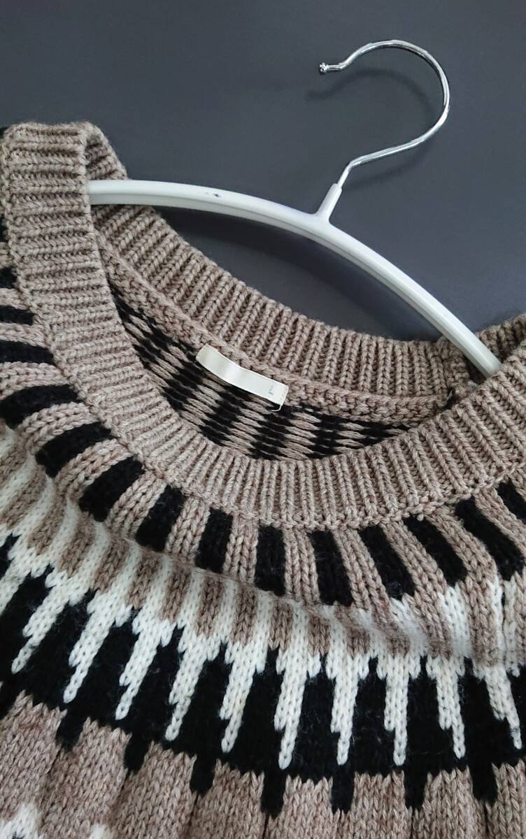 ジーユー GU ローゲージノルディックセーター ブラウンL♪_画像5