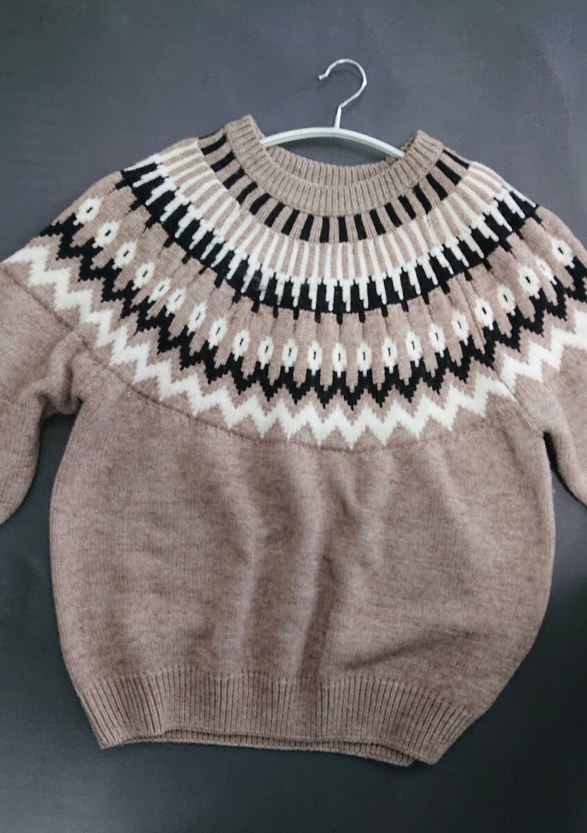 ジーユー GU ローゲージノルディックセーター ブラウンL♪_画像6