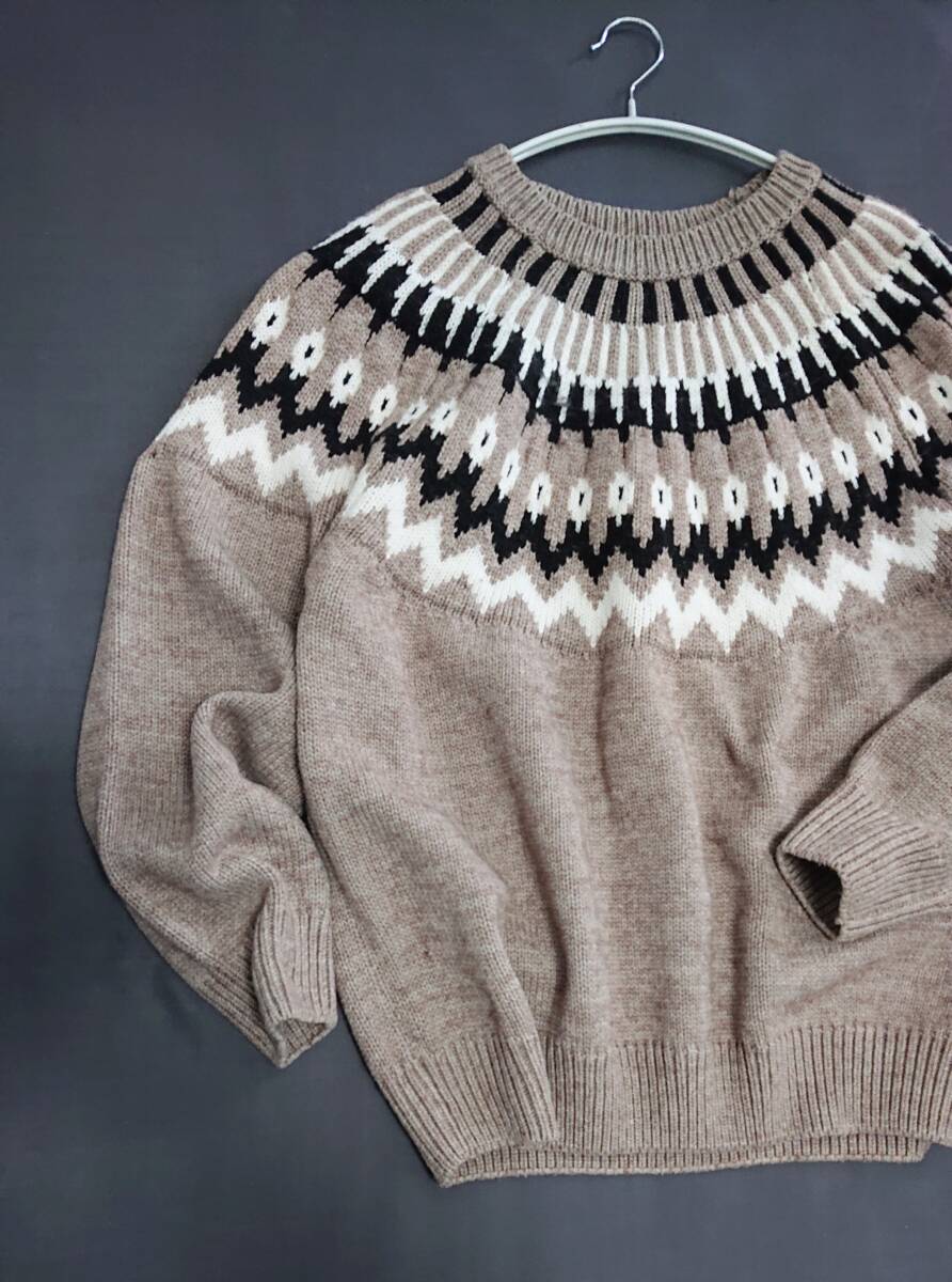 ジーユー GU ローゲージノルディックセーター ブラウンL♪_画像3