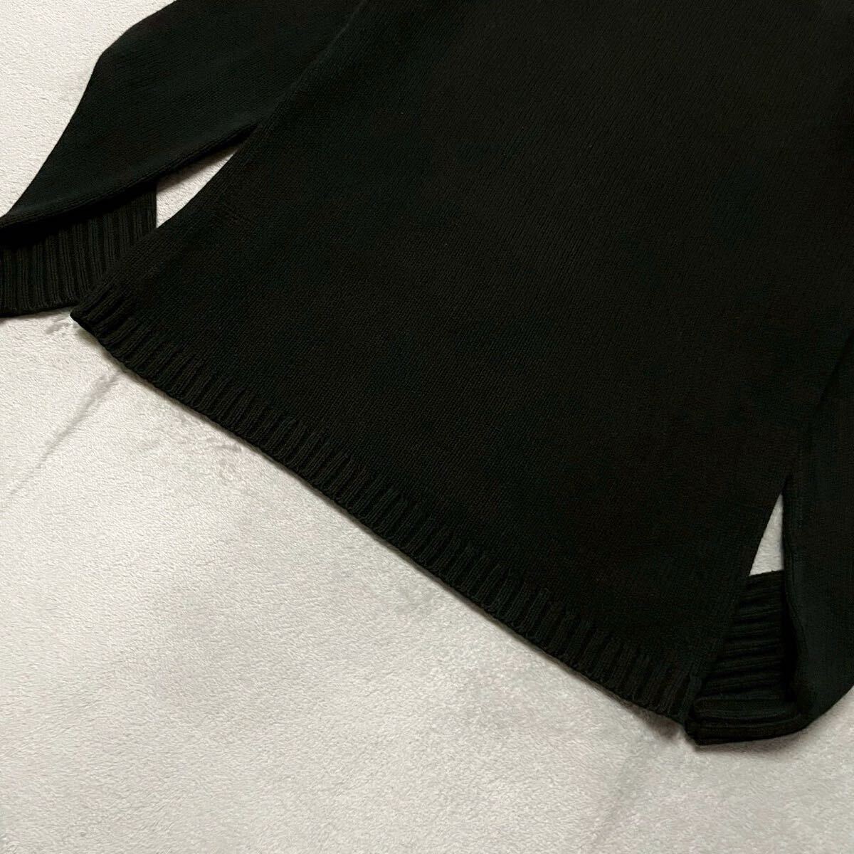 美品/M相当★BURBERRY BLACK LABEL バーバリー ブラックレーベル ニット セーター ホースロゴ 刺繍 肩ノバチェック メンズ 2 黒 ブラック_画像6