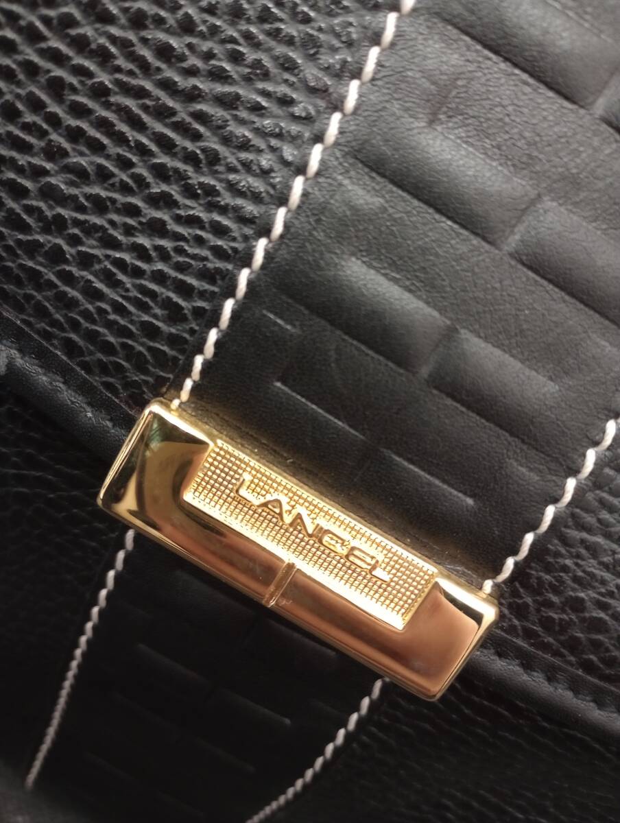 ランセル　LANCEL イタリア製 オールレザー ショルダーバッグ 　黒　保存袋付_画像9