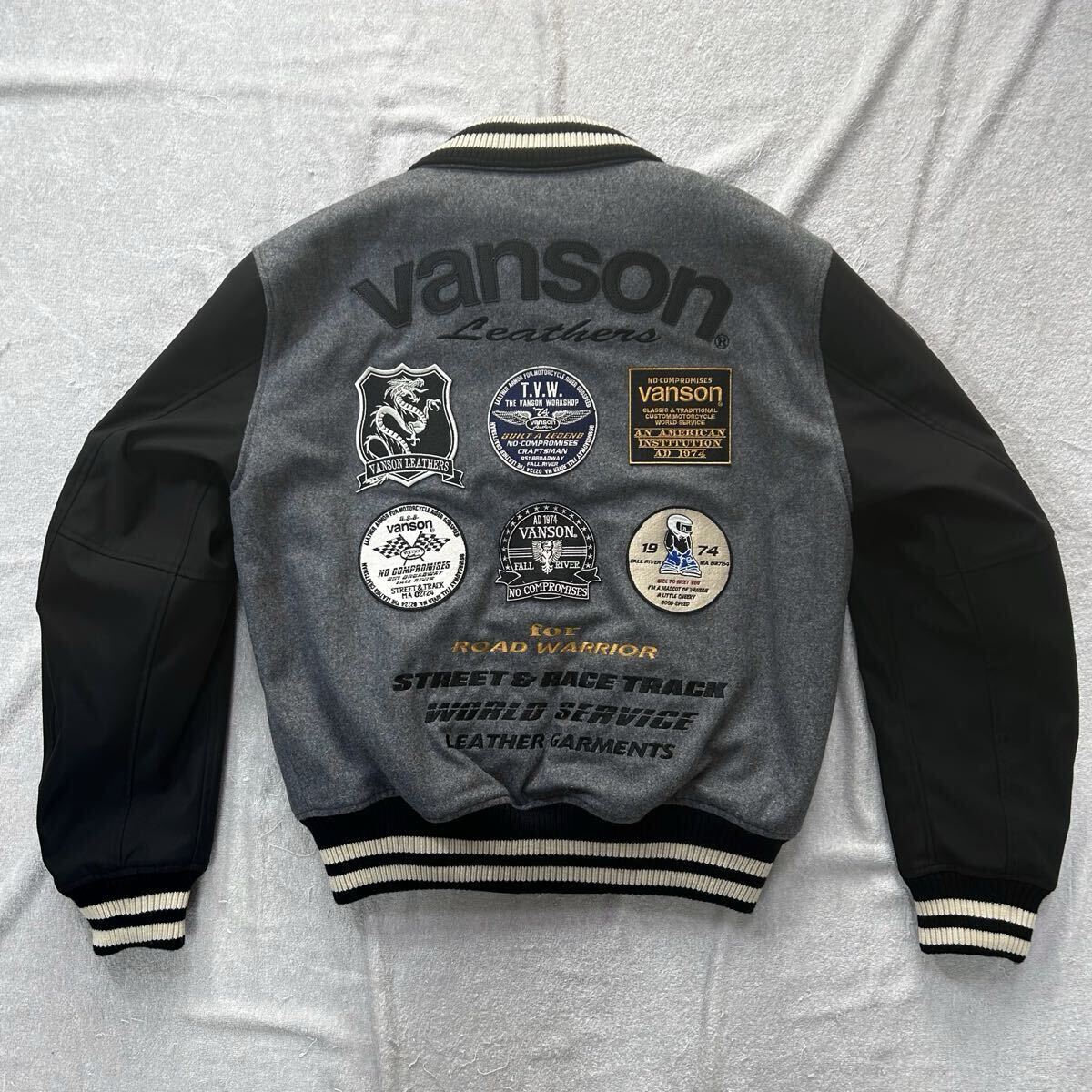 ★特価 VANSON VS25107W Lサイズ バンソン AWARD JACKET ジャケット スタジャン ウール ワッペン 秋冬 サンプル A71028-12_画像5