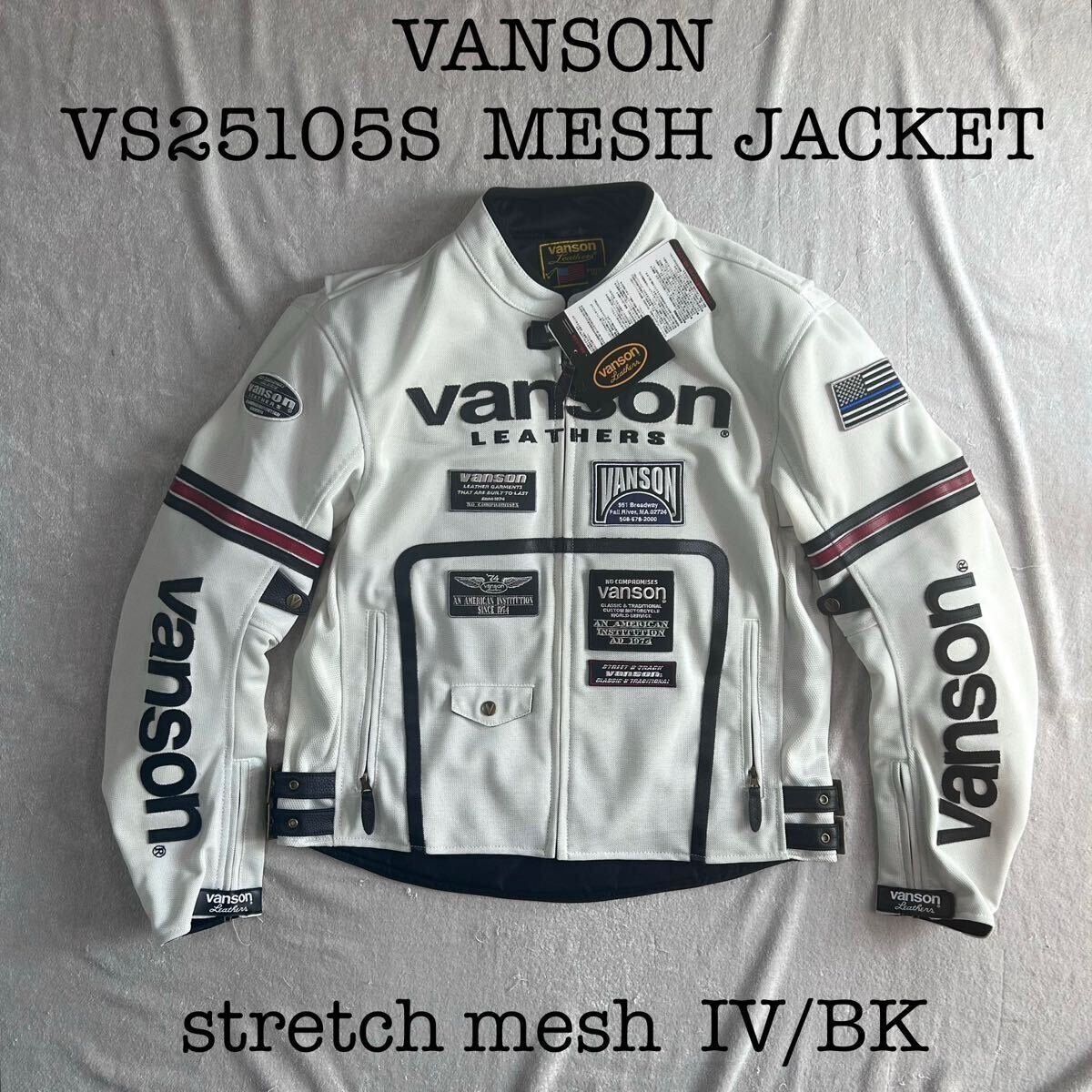 ★特価 VANSON VS25105S IV/BK 2XLサイズ バンソン ワンスター 切り文字本革 ジャケット ライダース 定価36900円 正規 A71030-6_画像1